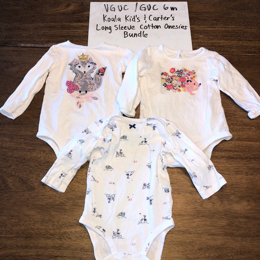 VGUC 6 m Long Sleeve Onesies Bundle